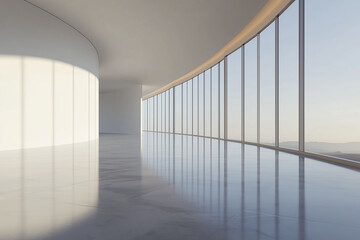 Obraz premium Modern minimalist building interior space and white floor