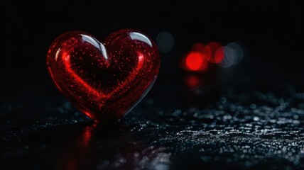 Fototapeta premium Love, Heart, Stone, Ruby, Red, Background, Black, Shiny