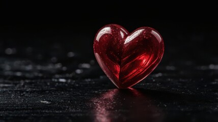 Fototapeta premium Love, Heart, Stone, Ruby, Red, Background, Black, Shiny