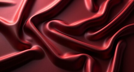 Obraz premium A dark cherry alloy backdrop with smooth folds, chrome plating, and silver leaf accents. Flowing shimmering corduroy textures complete the detailed oil-draped image.