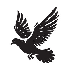 Silhouette of a dove in flight.