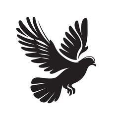 Silhouette of a flying dove, stylized bird illustration.