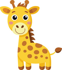Adorable Baby Giraffe Cartoon Illustration 