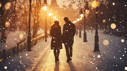 Christmas couple back view background wallpaper