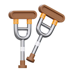 3D Crutches Icon. Perfect for health and medical designs, as well as educational materials