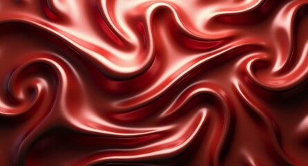 Obraz premium A brick red alloy background with smooth folds, chrome plating, and platinum tones. Flowing shimmering linen textures complement the oil-draped scene.