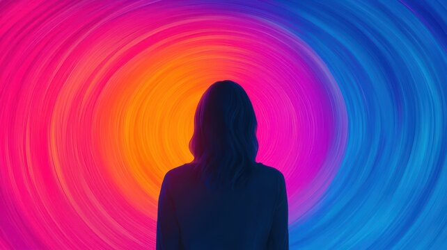 Figure relaxing post-relief, abstract swirls of sensitivity fading, migraine  sensitivity  relief, calm imagery