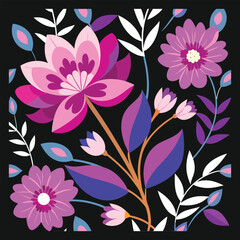 floral vector, Floral Templates in Illustrator, Vector, Image - FREE Download, Floral composition with colorful flower Converted, blue, purple with pink combined  floral vector
