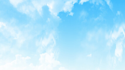 Blue sky with white clouds. Summer sky. Bright blue sky with fluffy white clouds on a sunny day
