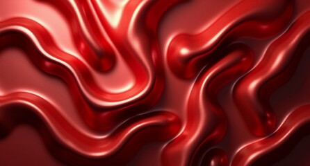 A blood-red stainless steel background with stylized folds and chrome plating. Zinc and milk tones complement shimmering tulle textures in this detailed oil-draped image.