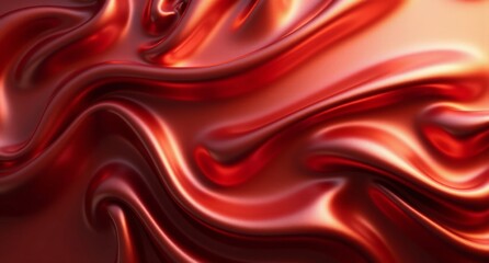 Fototapeta premium A flame-red metal backdrop with smooth folds, chrome plating, and pewter details. Shimmering organdy textures add depth to the oil-draped, highly detailed image.