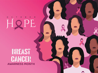 Survival women in breast cancer awareness month illustration