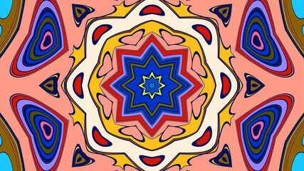Abstract colorful psychedelic mandala kaleidoscope background pattern for a summer music festival
