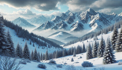 Fototapeta premium winter landscape in the mountains