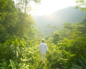 Serene Walk Through Sunlit Forest Embracing Nature for Mental Health and Mindfulness