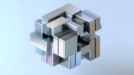 Obraz premium Abstract 3d rendering of geometric shapes. Composition with squares. Cube design. Modern background for poster, cover, branding, banner, placard