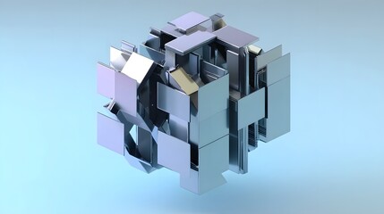 Fototapeta premium Abstract 3d rendering of geometric shapes. Composition with squares. Cube design. Modern background for poster, cover, branding, banner, placard