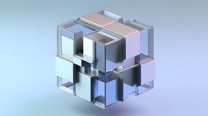 Abstract 3d rendering of geometric shapes. Composition with squares. Cube design. Modern background for poster, cover, branding, banner, placard