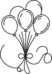 Ballon outline coloring book page line art illustration digital drawing vector