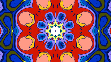 Abstract colorful psychedelic mandala kaleidoscope background pattern for a summer music festival
