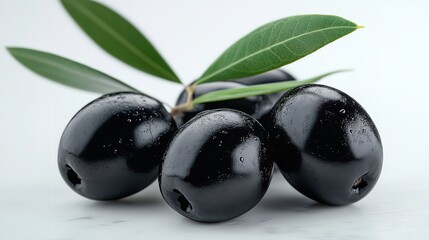 Olive branch with ripe and delicious olives, cut out