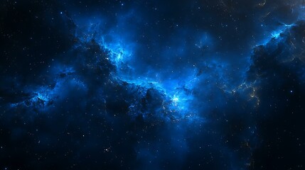 A deep, midnight blue background with a starry, celestial pattern and a tranquil, cosmic effect