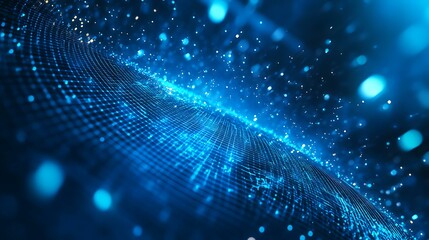 A vibrant, electric blue background with a futuristic, digital grid pattern and a high-energy look