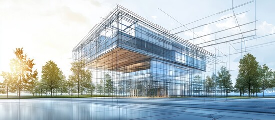 Naklejka premium Eco-friendly building design with emphasis on sustainability and modern aesthetics.