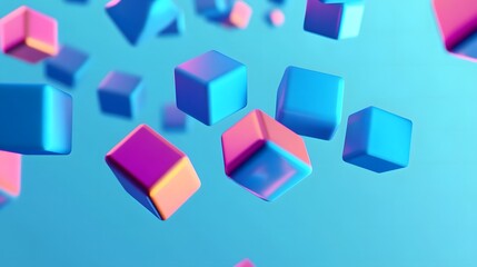 Obraz premium Abstract 3d render, geometric background design with colorful cubes