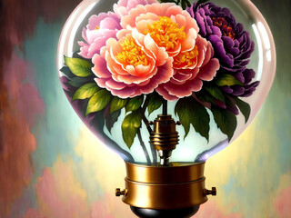 flowers in a lightbulb
