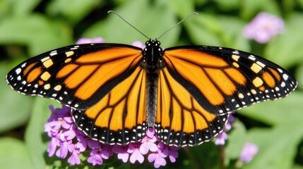 Fototapeta premium Vibrant Monarch Butterfly on Colorful Flower