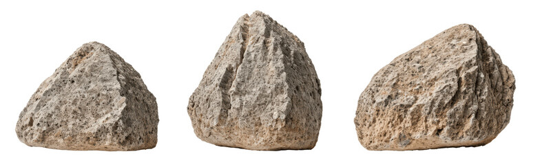Fototapeta premium set of rocks isolated on transparent background