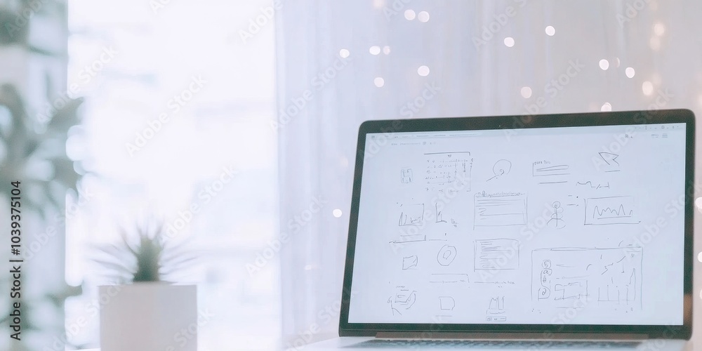 Poster Modern Digital Learning Environment with Laptop Displaying Virtual Classroom Tools