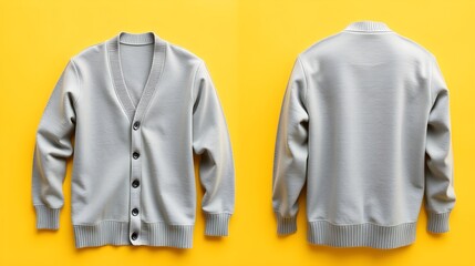 Grey Cardigans Mockup, Front and Back