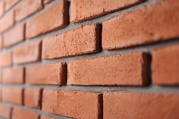 Obraz premium Textured close-up of red brick wall, rustic design, white isolate background.
