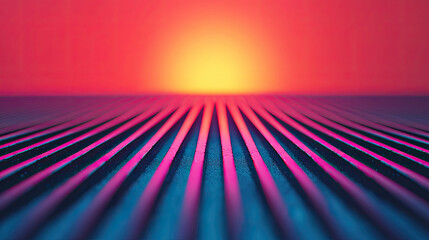 Vibrant sunset over striped surface, evoking depth and tranquility.