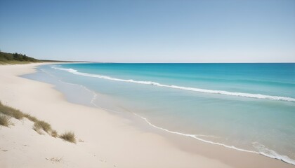 Beautiful empty tropical beach and sea landscape background. Created with Generative AI Technology