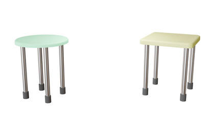 3D Icon Render of Minimalist Round and Square Stools