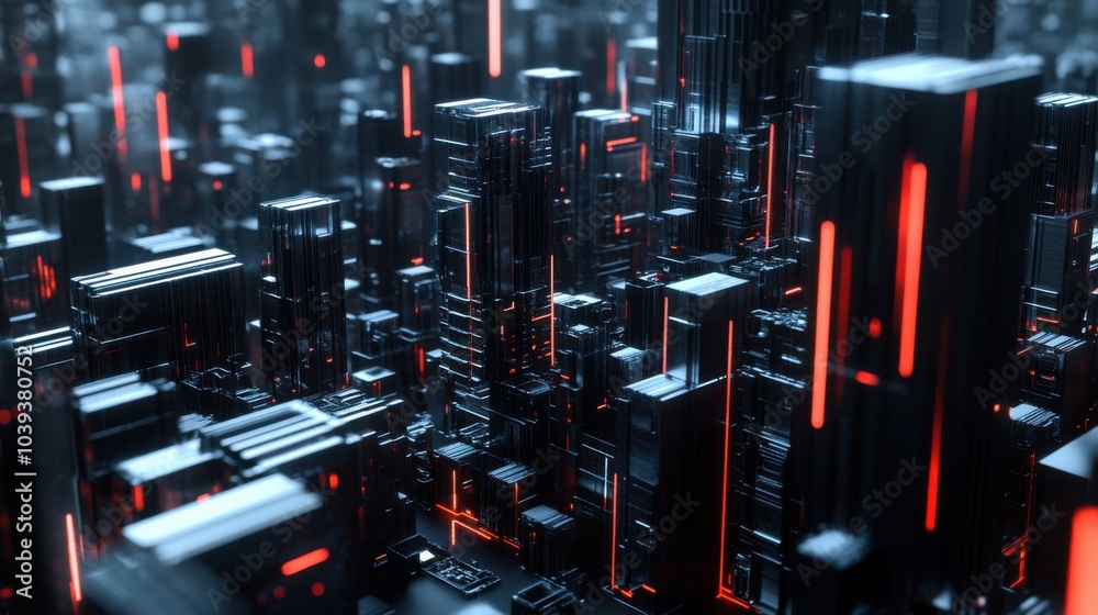 Poster A futuristic block-building scene with modular robotic blocks, Blocks arranged in a high-tech laboratory setting, Scientific innovation style