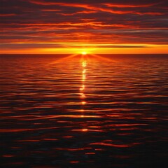 Fototapeta premium Breathtaking Sunset Over Tranquil Waters Reflecting Vibrant Colors of Nature's Palette