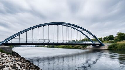 Naklejka premium Modern steel minimal bridge. Generative AI