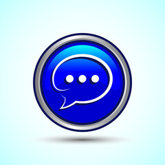 Chat icon design illustration, Message sign symbol for apps and websites, Blue Color Round Button Design