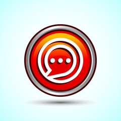 Chat icon design illustration, Message sign symbol for apps and websites, Orange Color Round Button Design