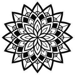 Intricate Mandala Flower Design with Geometric Petals. Traditional Mandala Art Vector Illustration. Geometric Pattern Design.