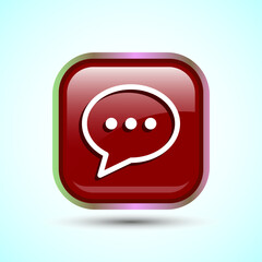 Chat icon design illustration, Message sign symbol for apps and websites, Red Color Square Button Design