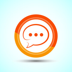 Chat icon design illustration, Message sign symbol for apps and websites, Orange Color Button Design