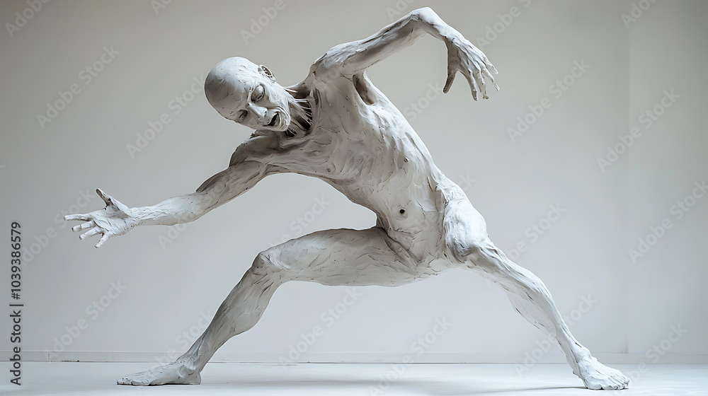 Aufkleber Sculptural representation of an artistic human figure in a dynamic pose evoking movement and emotion through form