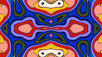 Abstract colorful psychedelic mandala kaleidoscope background pattern for a summer music festival
