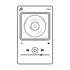 music player device icon cartoon vector illustration graphic design in black and white