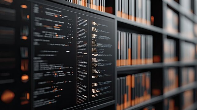 Close-up of coding interface on a digital screen in modern workspace.